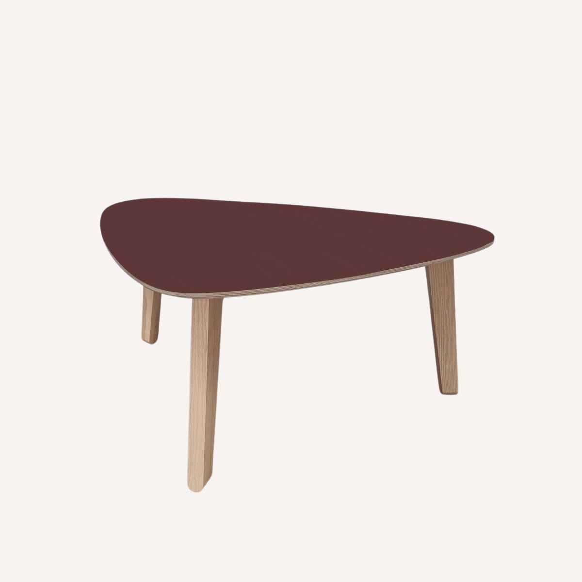 Table basse rouge "Stone" française & design en bois de frêne sain et durable par Skog Design